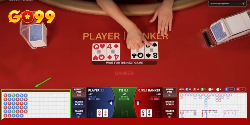 Đọc bảng lịch sử cầu trong Baccarat cụ thể